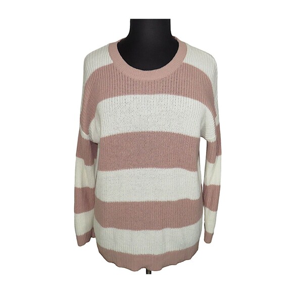 Torrid Blush And Cream Striped Long Sleeve Cotton Blend Sweater Plus Size 2X - Picture 1 of 5